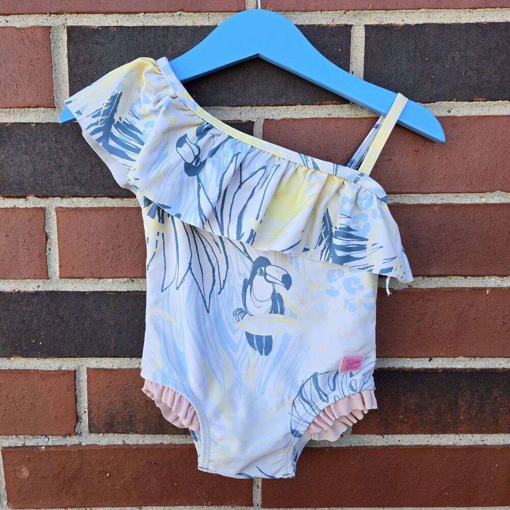 Rufflebutts Birds of Paradise One 6/12 M Shoulder Ruffle One Piece Swim
